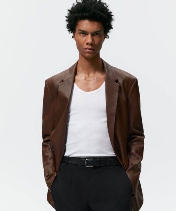 Faux Leather Blazer