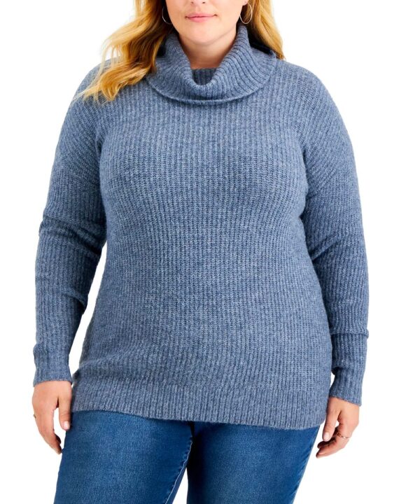 Plus Size Cowlneck Tunic Sweate